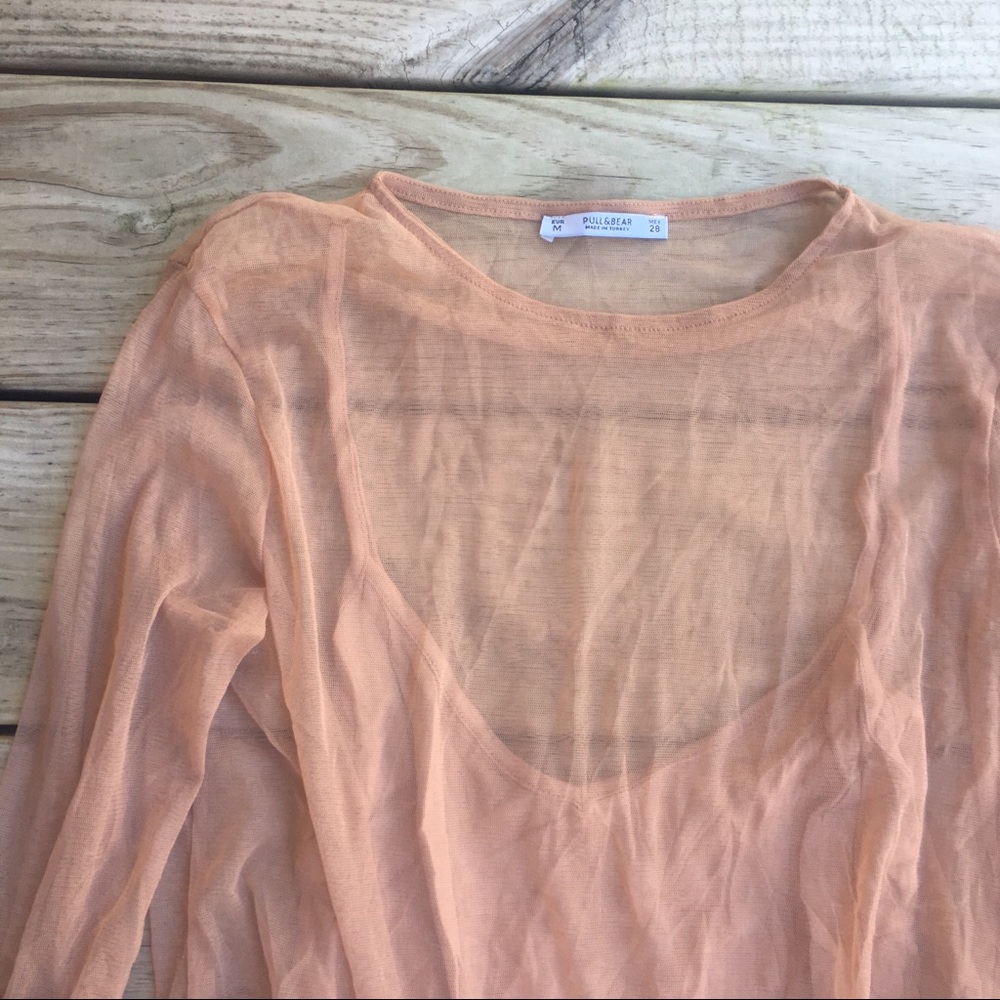 Pull & Bear Sheer Longsleeve Blouse - Picture 2 of 6